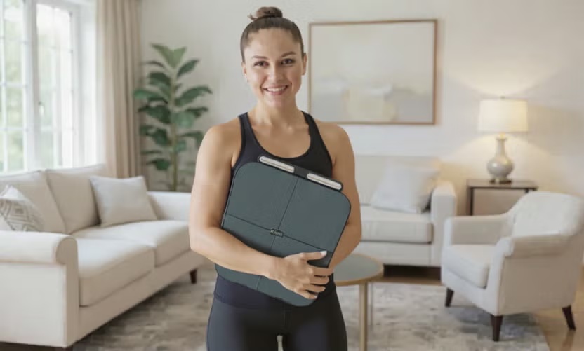 Mobile app screens showing health and body composition data